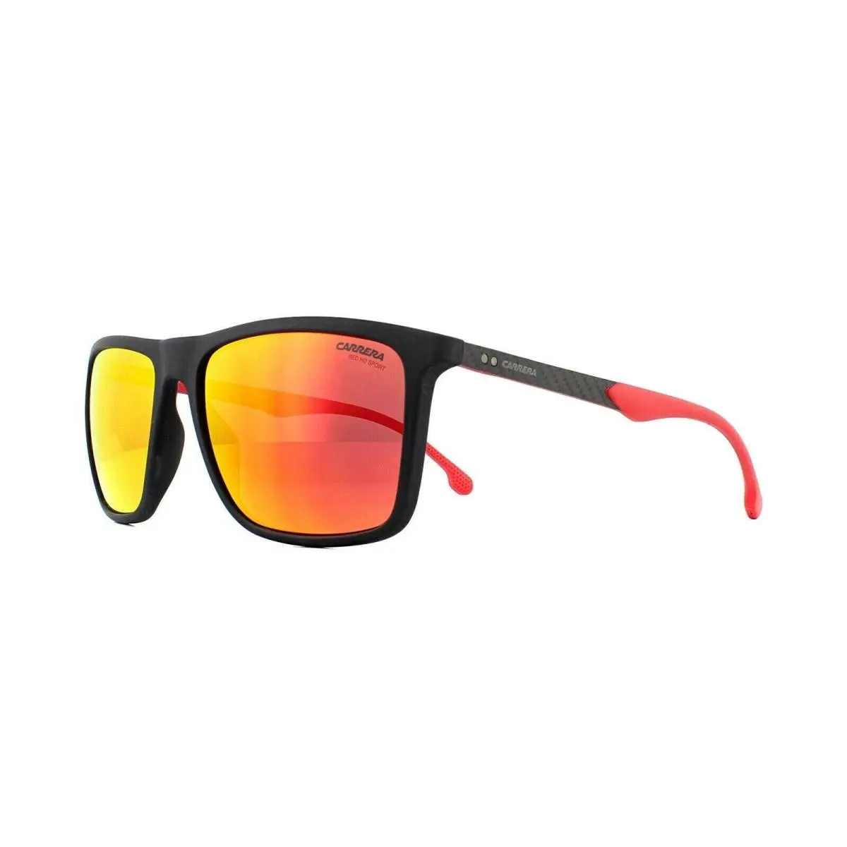 Carrera Rectangular Sunglasses 8032/S 003 Matte Black Frame Red Mirrored Lenses