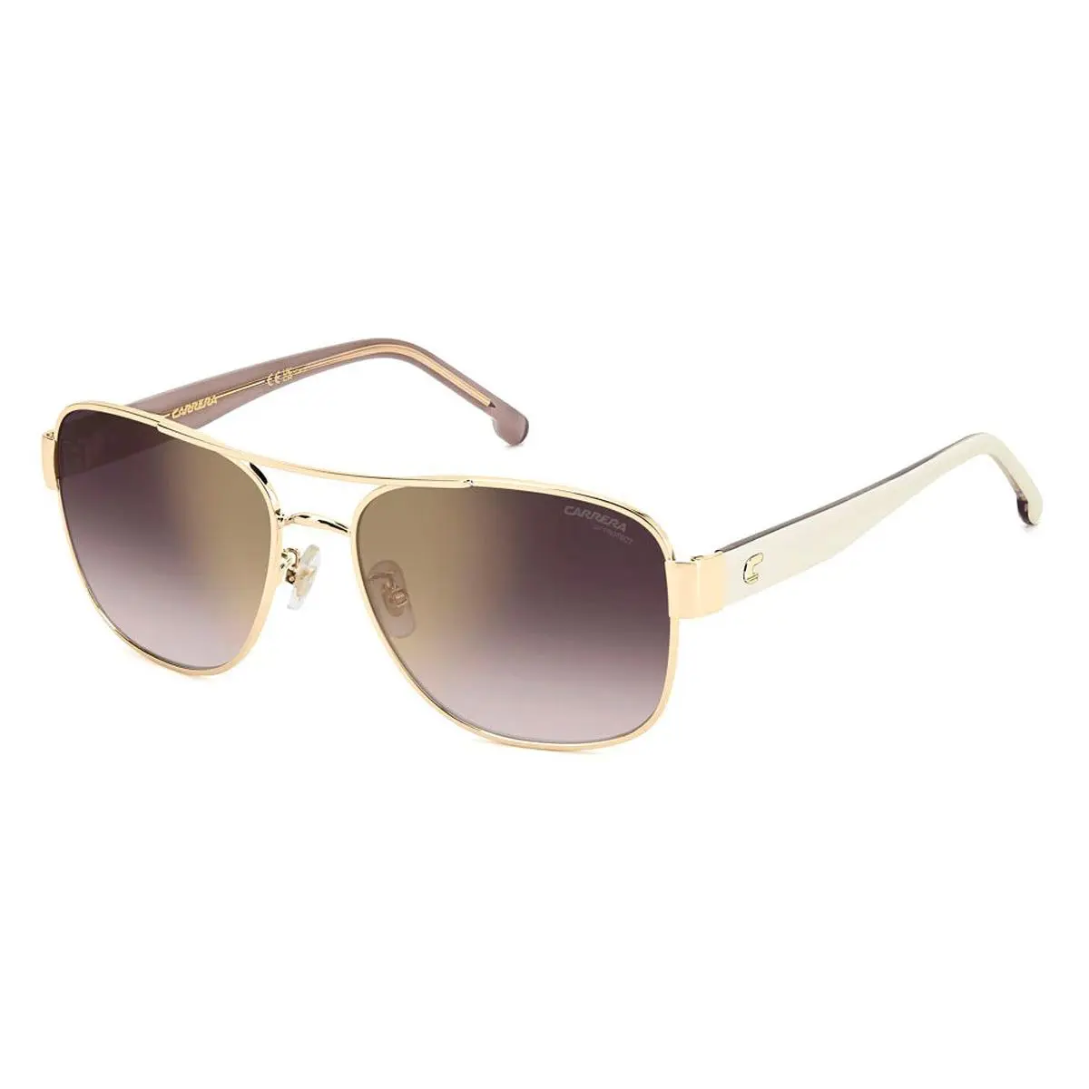 Carrera 3042/S Sunglasses Female Gold Ivory 58mm - Frame: Gold Ivory, Lens: Gold Mirrored on Burgundy Shaded
