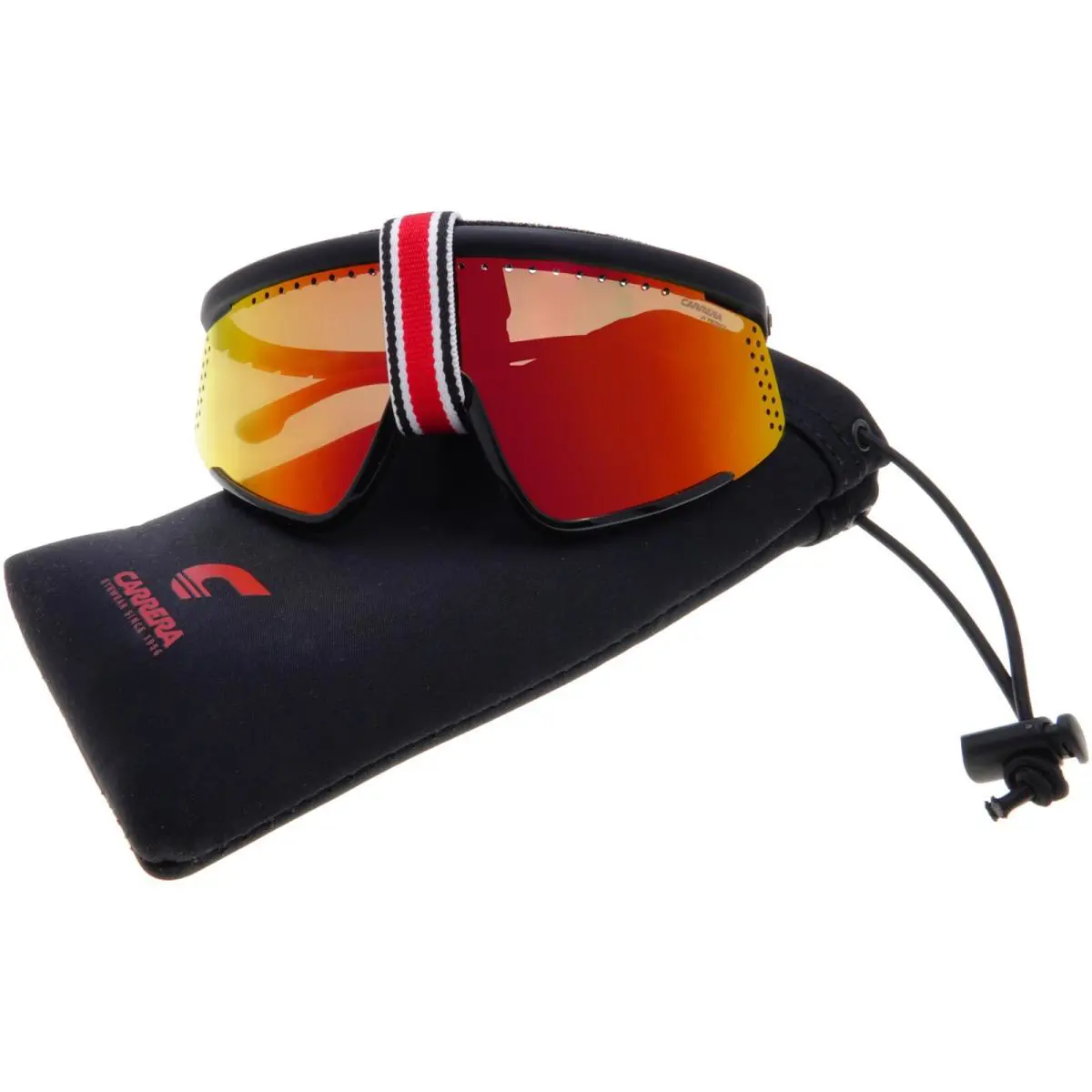 Carrera Mask Shield Sunglasses Hyperfit 10/S BLX99 Matte Black Red Mirror Unisex - Frame: Black, Lens: Black