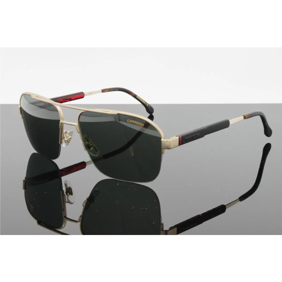 Carrera 8028S-A0Z Matte Gold Size 59mm Metal Pilot Half Rim Men`s Sunglasses
