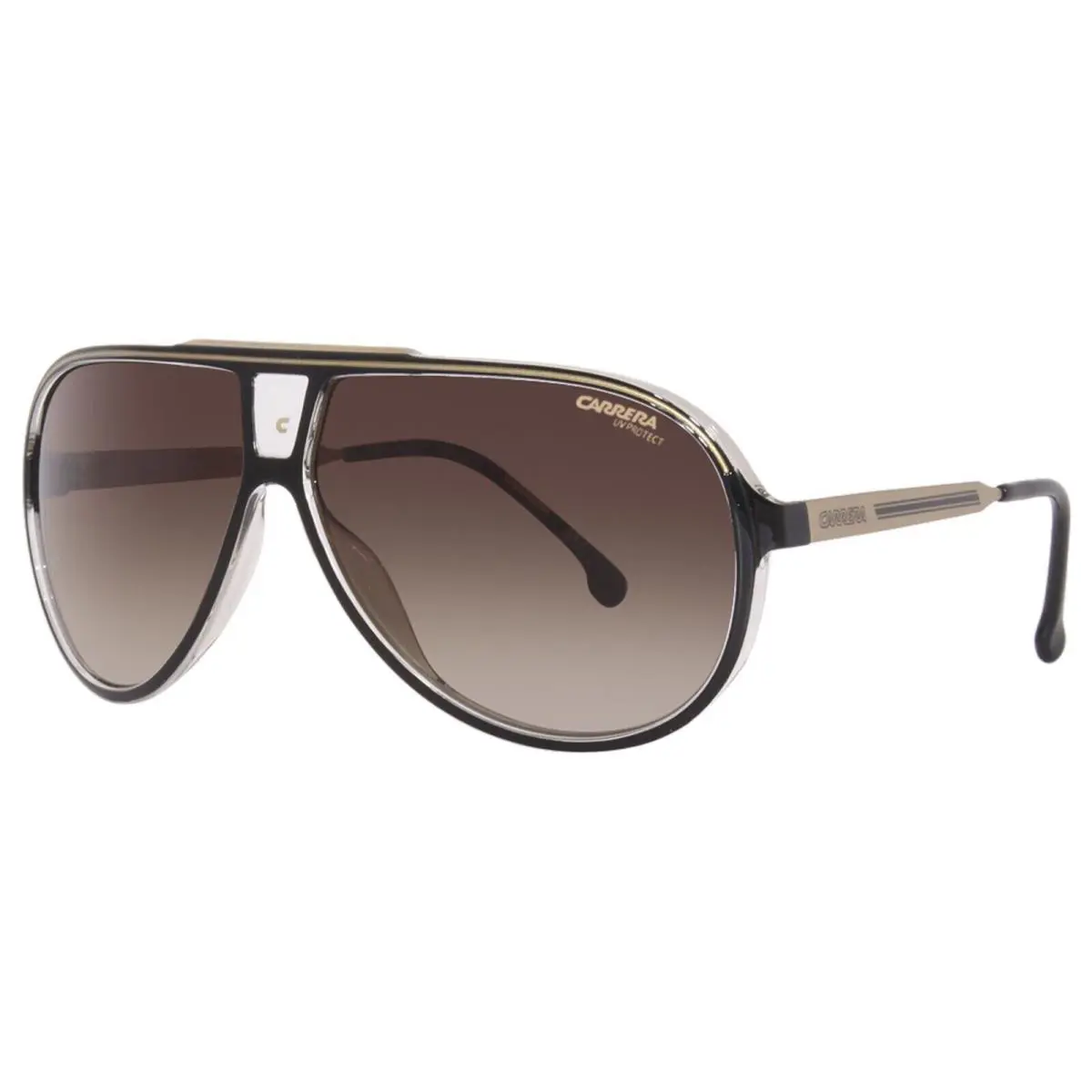 Carrera 1050/S 2M2 Black Brown Gradient Pilot Unisex Sunglasses 63mm Big - Frame: Black, Lens: Brown