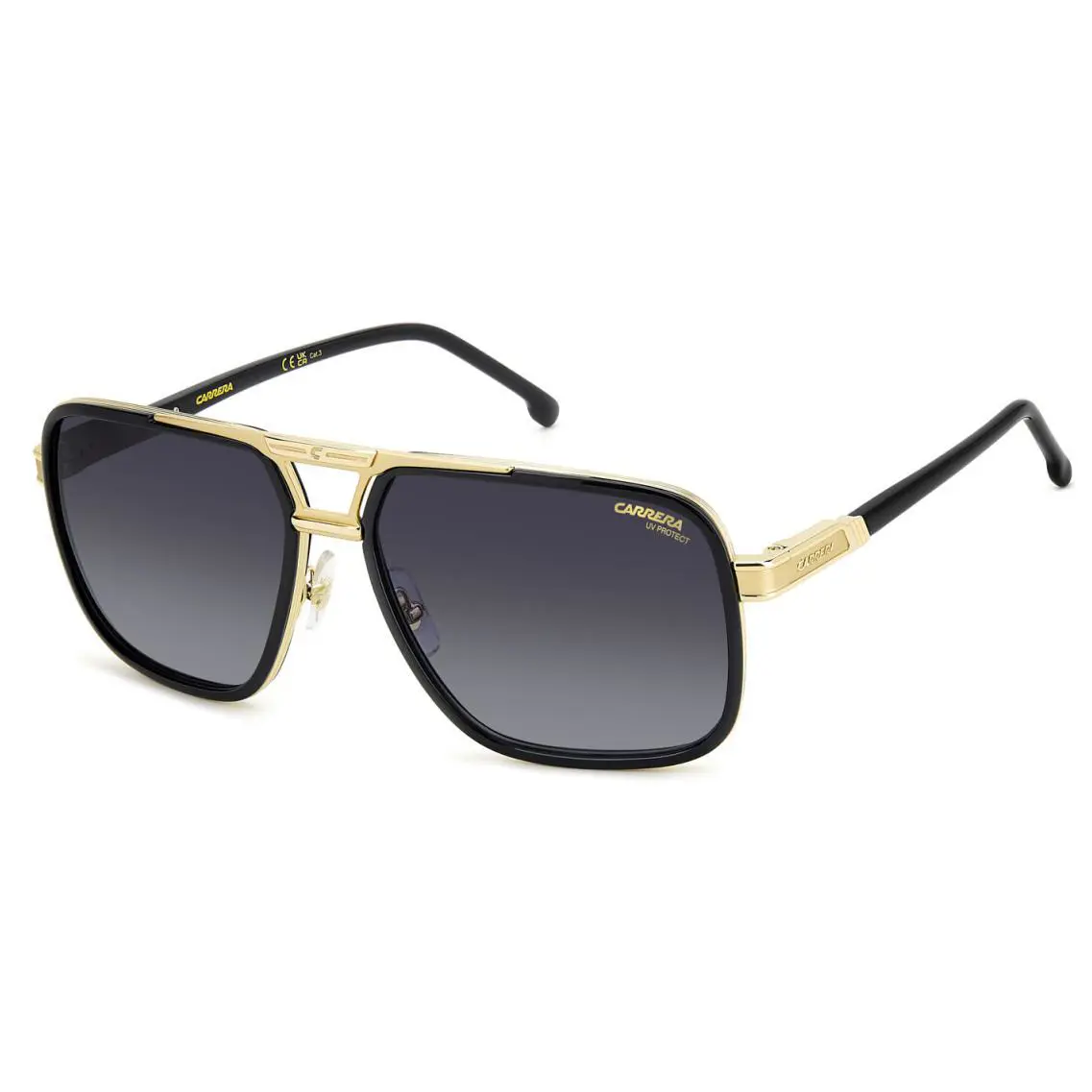 Carrera 1071/S 2M2 9O Black Gold/dark Grey Shaded Rectangular Men`s Sunglasses