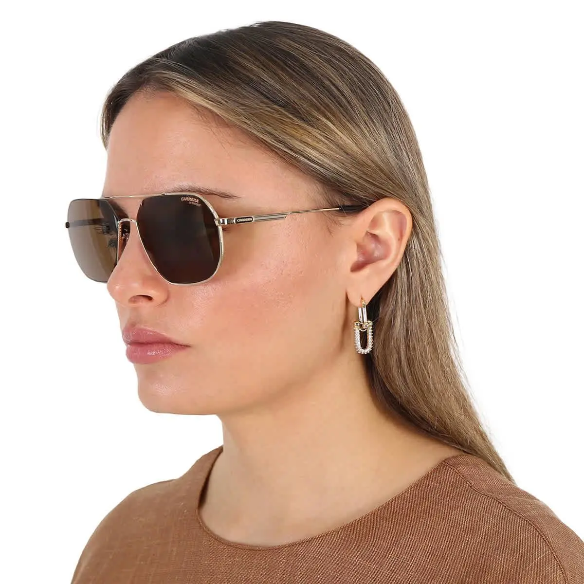 Carrera Brown Pilot Unisex Sunglasses Carrera 1035/GS 0J5G/70 58 Carrera 1035/GS - Gold, Frame: Gold, Lens: Brown