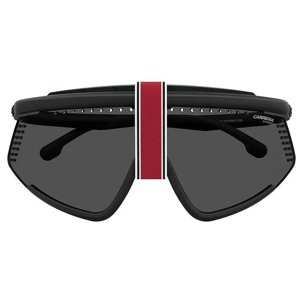 Carrera Hyperfit 10/S Shield Black Unisex Sunglasses with Bracelet - Frame: Black, Lens: Grey