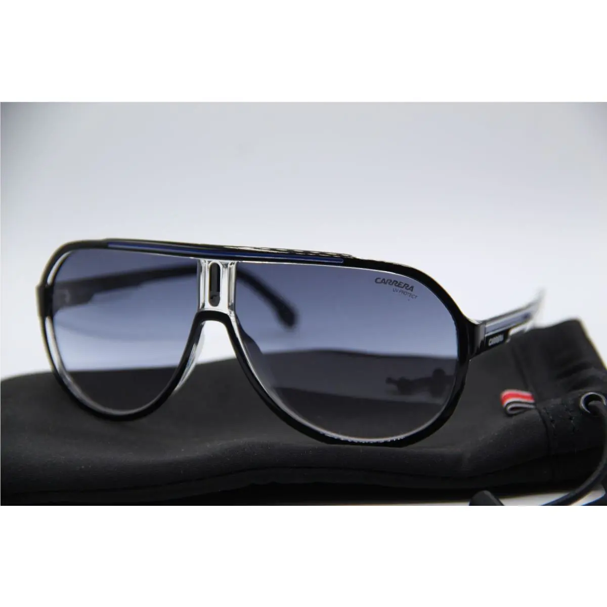 Carrera 1057/S D5108 Black Clear Blue Sunglasses W/case 64-11