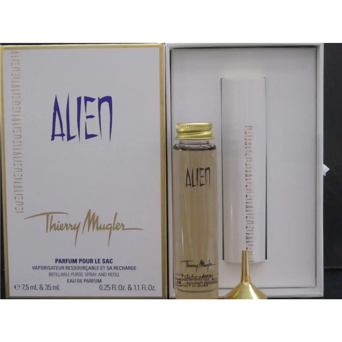 Alien Thierry  Women Perfume 2 Pcs Set 0.25 oz Edp Spray + 1.1 oz Refill by Mugler