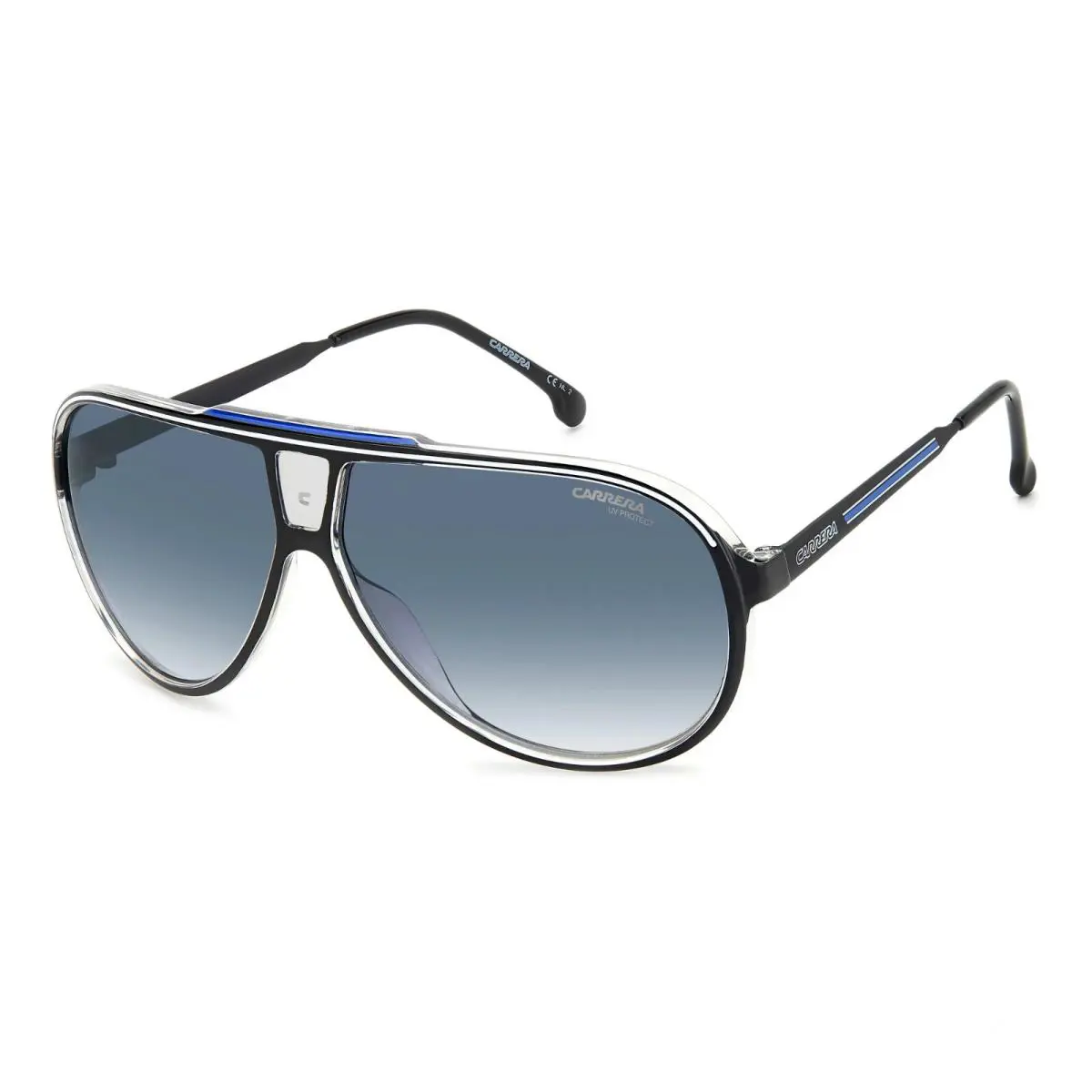 Carrera CA1050 D51 Black / Blue Lens Men Aviator Sunglasses 63mm