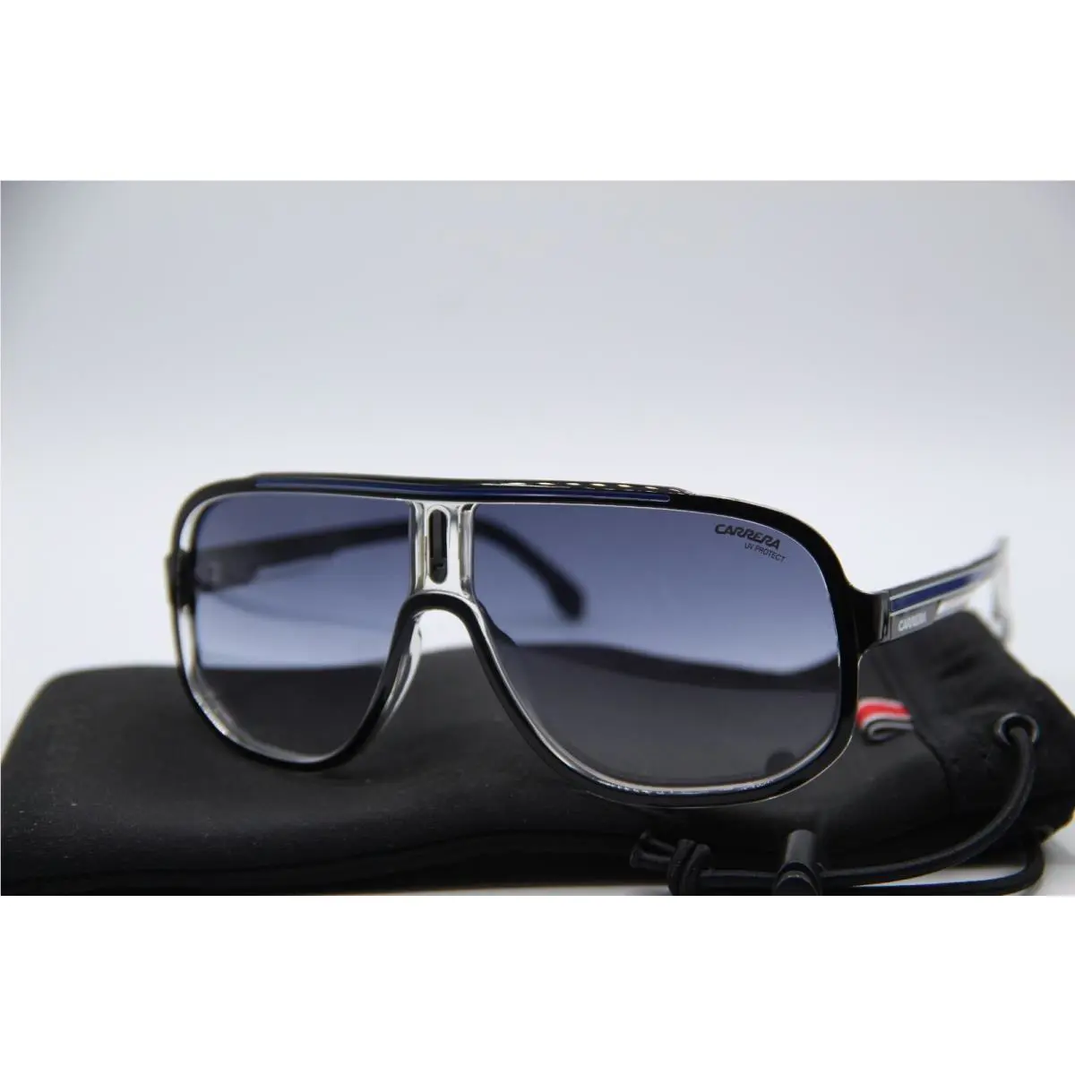 Carrera 1058/S D5108 Black Clear Blue Sunglasses W/case 63-11