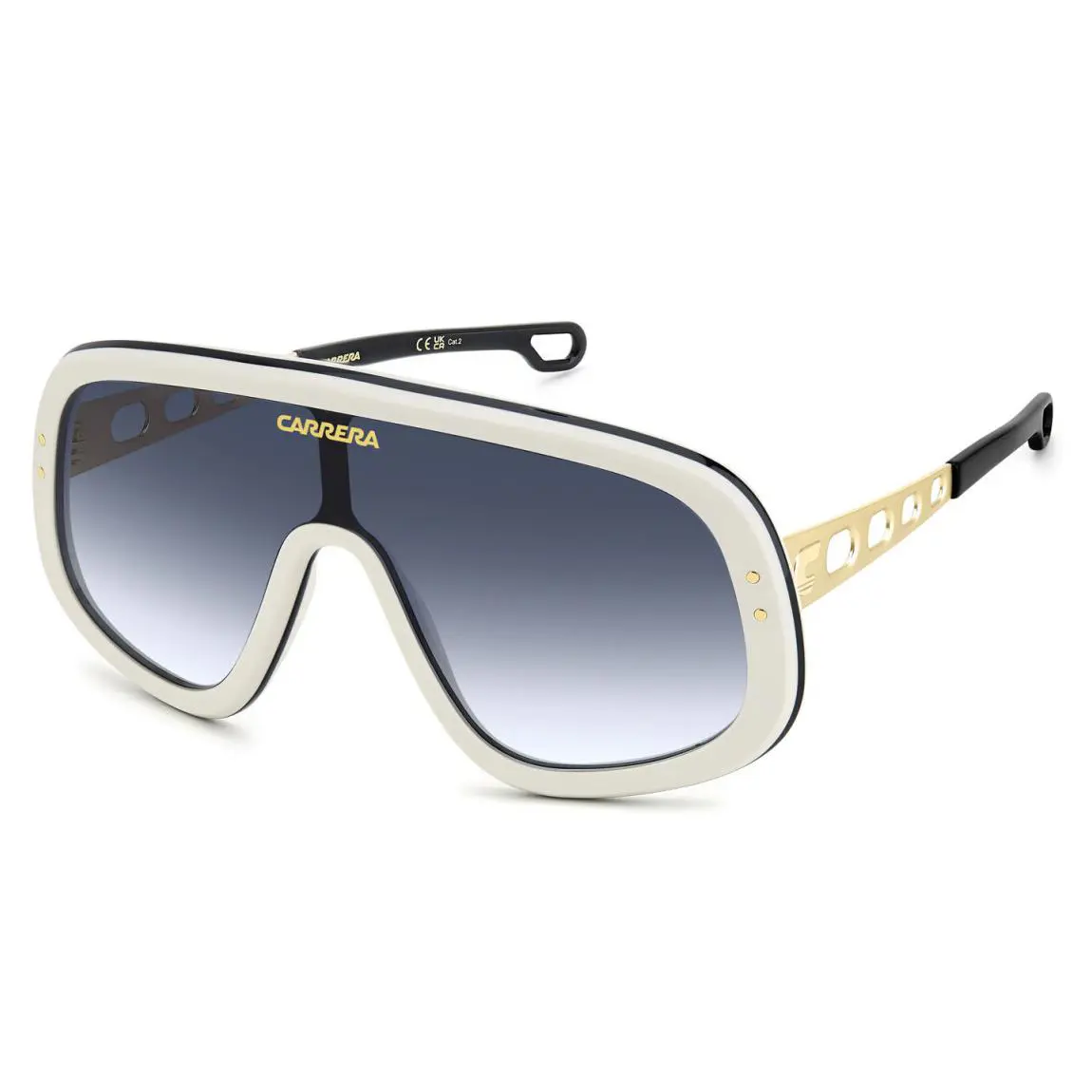 Carrera Flaglab 17 B4E 08 White Gold/blue Shaded Mask Men`s Sunglasses - Frame: White Gold, Lens: Blue Shaded