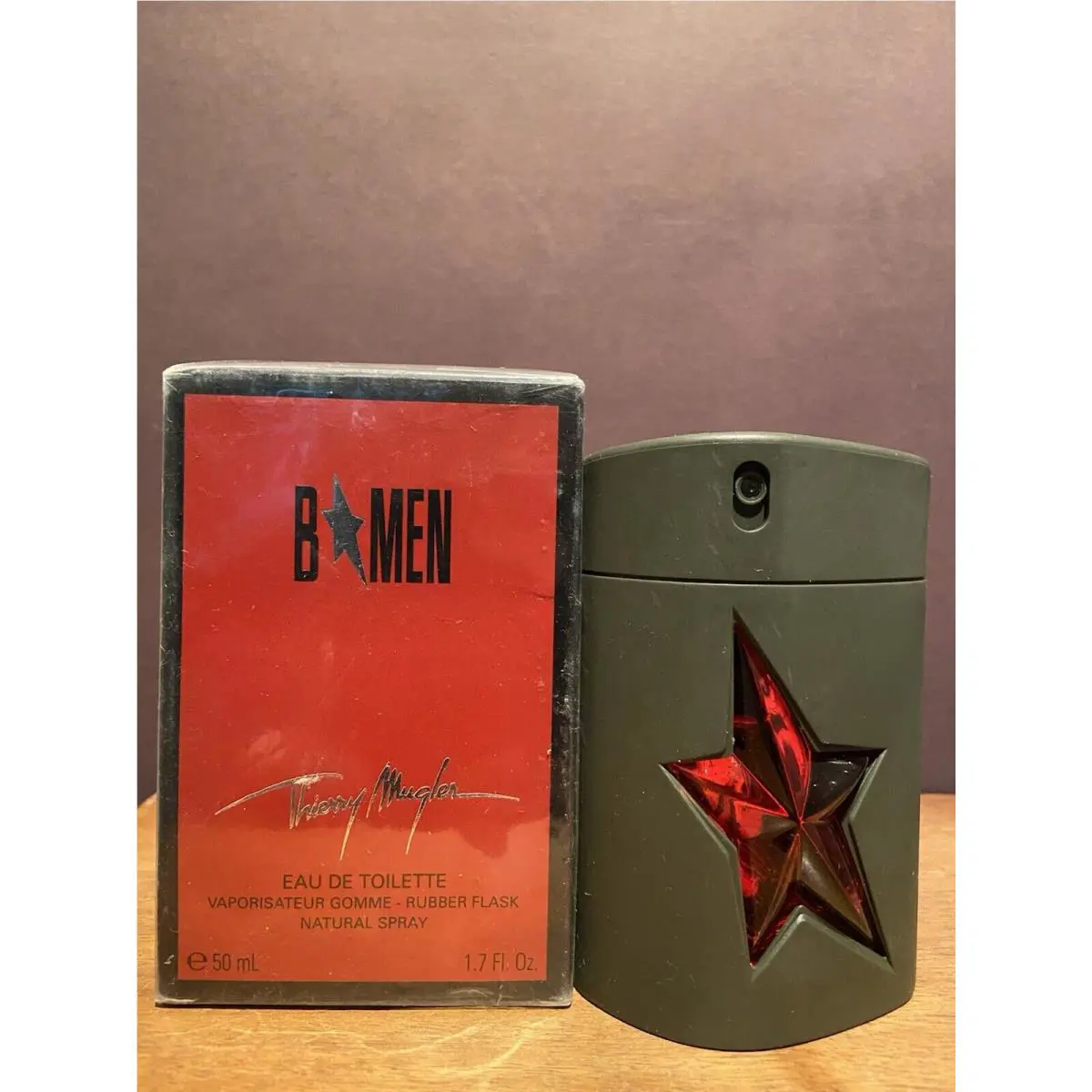 Angel B Men by Thierry  1.7 Fl. OZ / 50 ml Edt Spray Rubber Flask Rare by Mugler