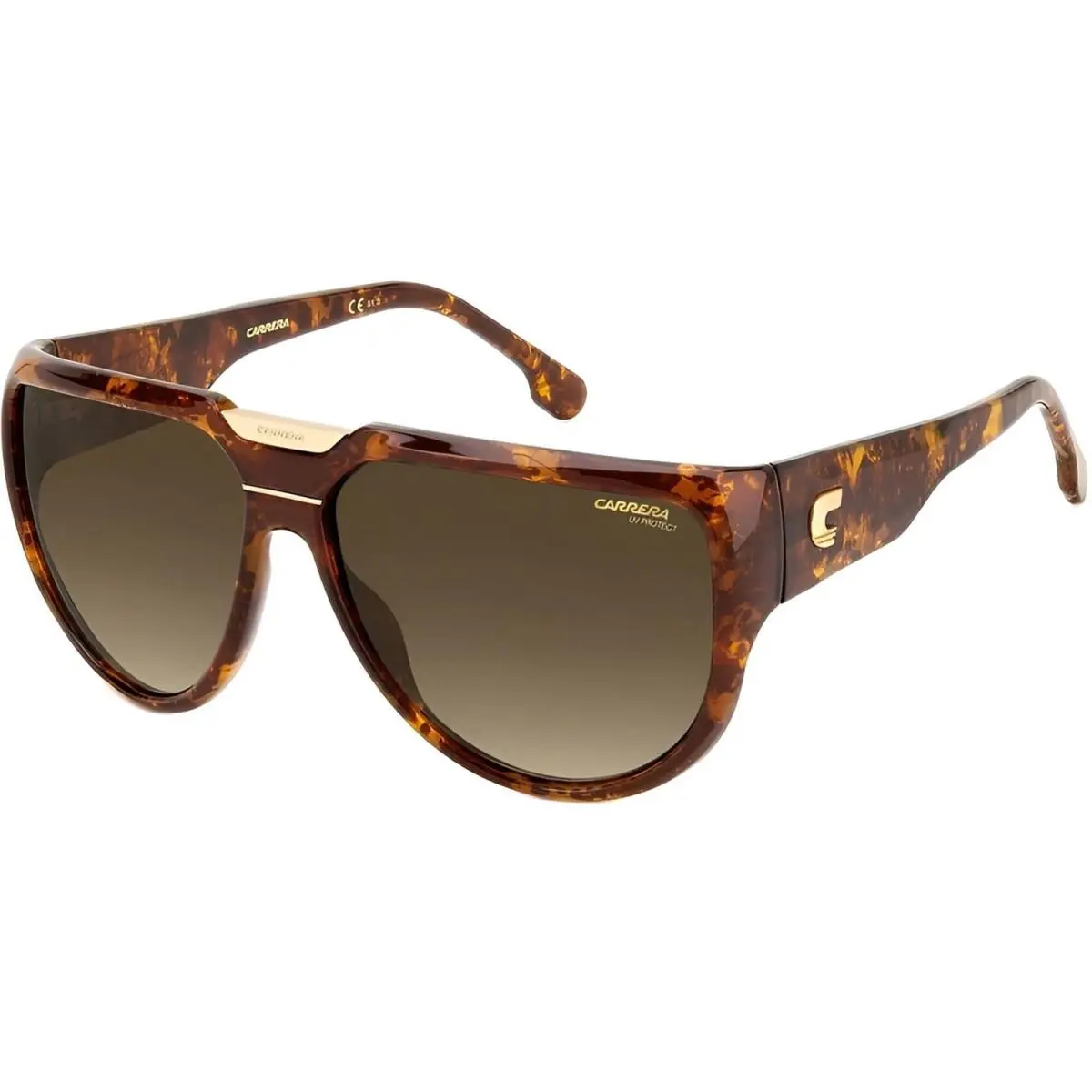 Carrera Unisex Sunglasses Havana Plastic Browline Full Rim Carrera Flaglab 13 86 - Frame: Havana, Lens: Brown Gradient