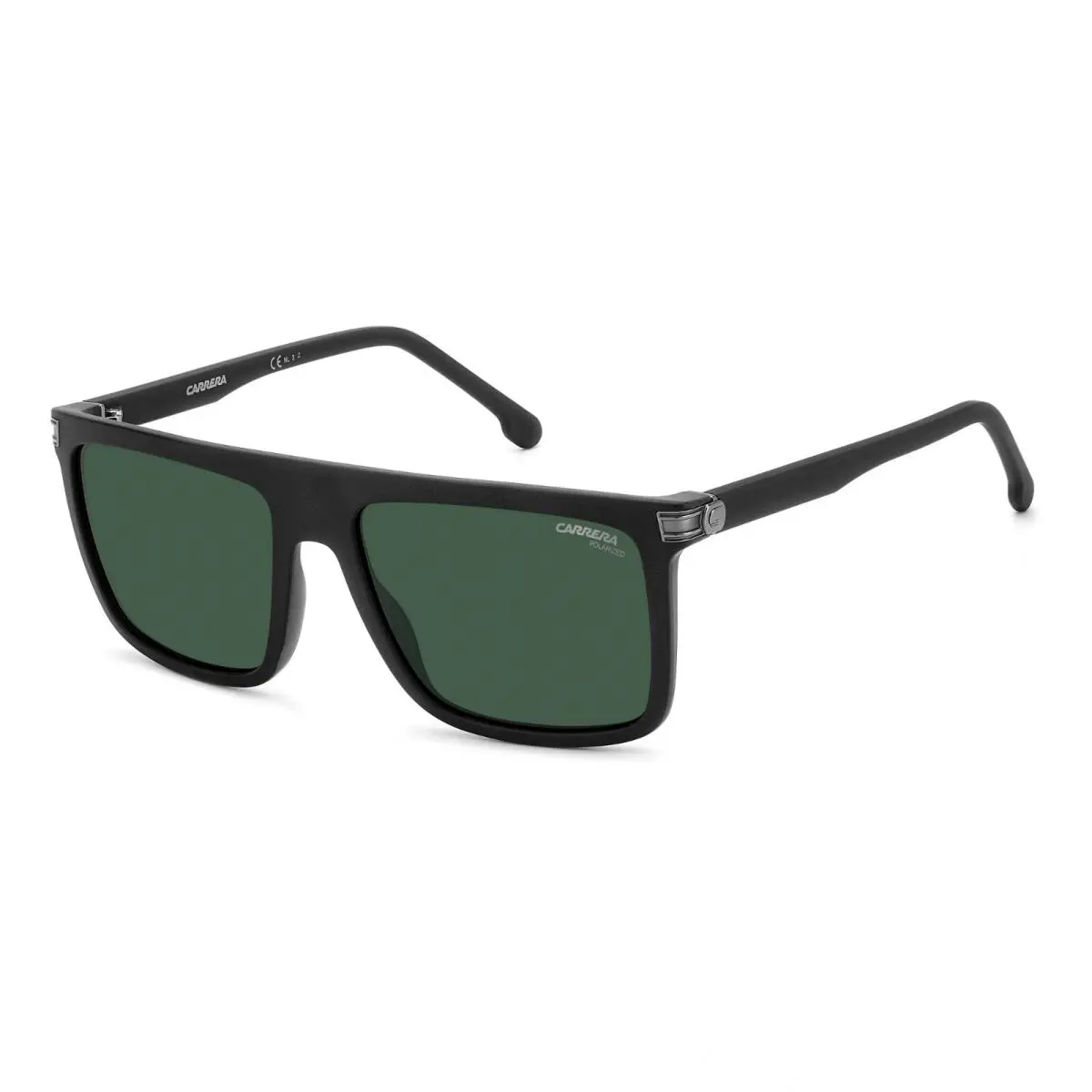 Carrera Mens Square Sunglasses C1048 003 Matte Black / Green Polarized Lens 58mm