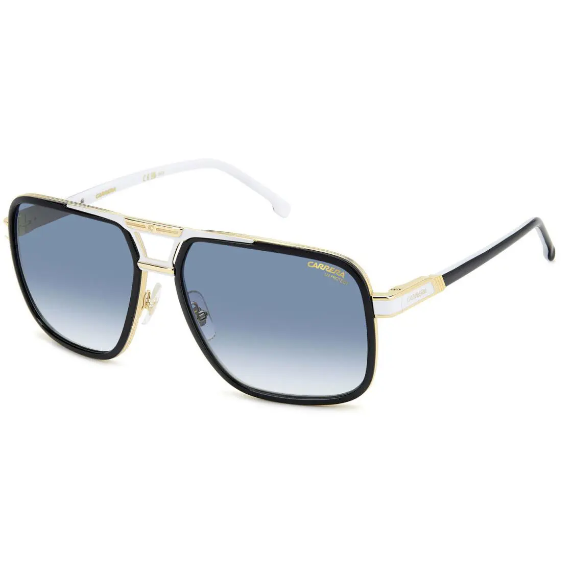 Carrera 1071/S 80S DK Black White/ Blue Shaded Rectangular Men`s Sunglasses
