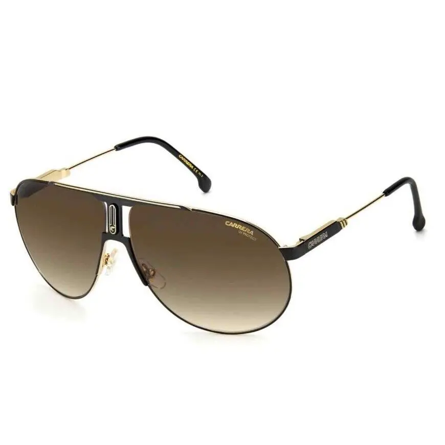 Carrera Panamerika65 2M2 Black Gold Special Edition 65mm Pilot Sunglasses - Frame: Black, Lens: Brown