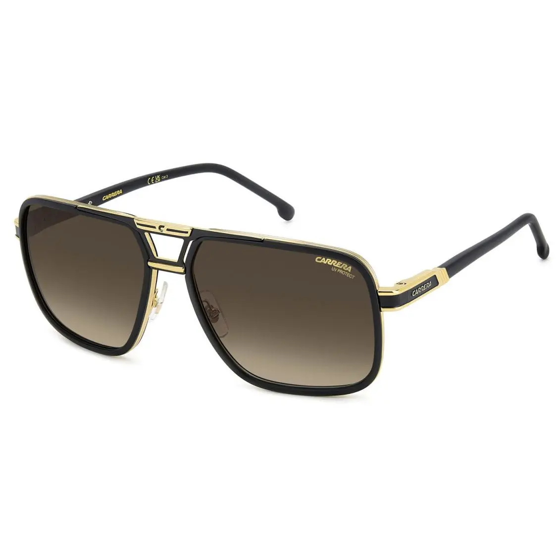 Carrera 1071/S 146 86 Black Gold/black Brown Green Anti-reflex Men`s Sunglasses - Frame: Matte black gold, Lens: Black brown green