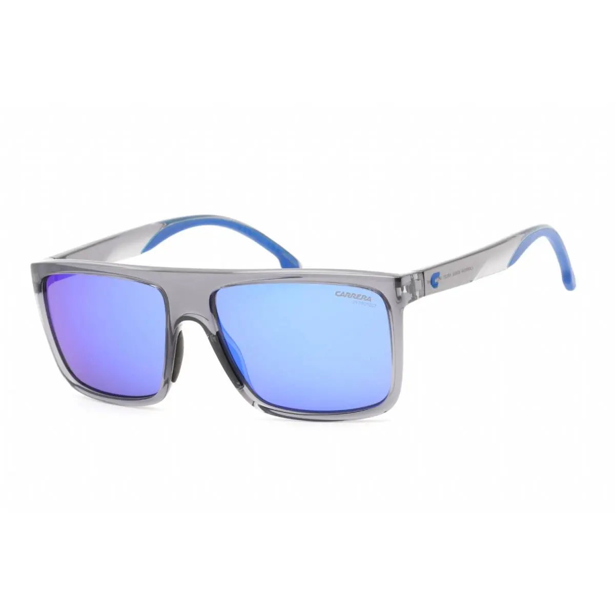 Carrera 8055 S KB7 Z0 Sunglasses Grey Frame Grey with Blue Mirrored Lenses 58mm