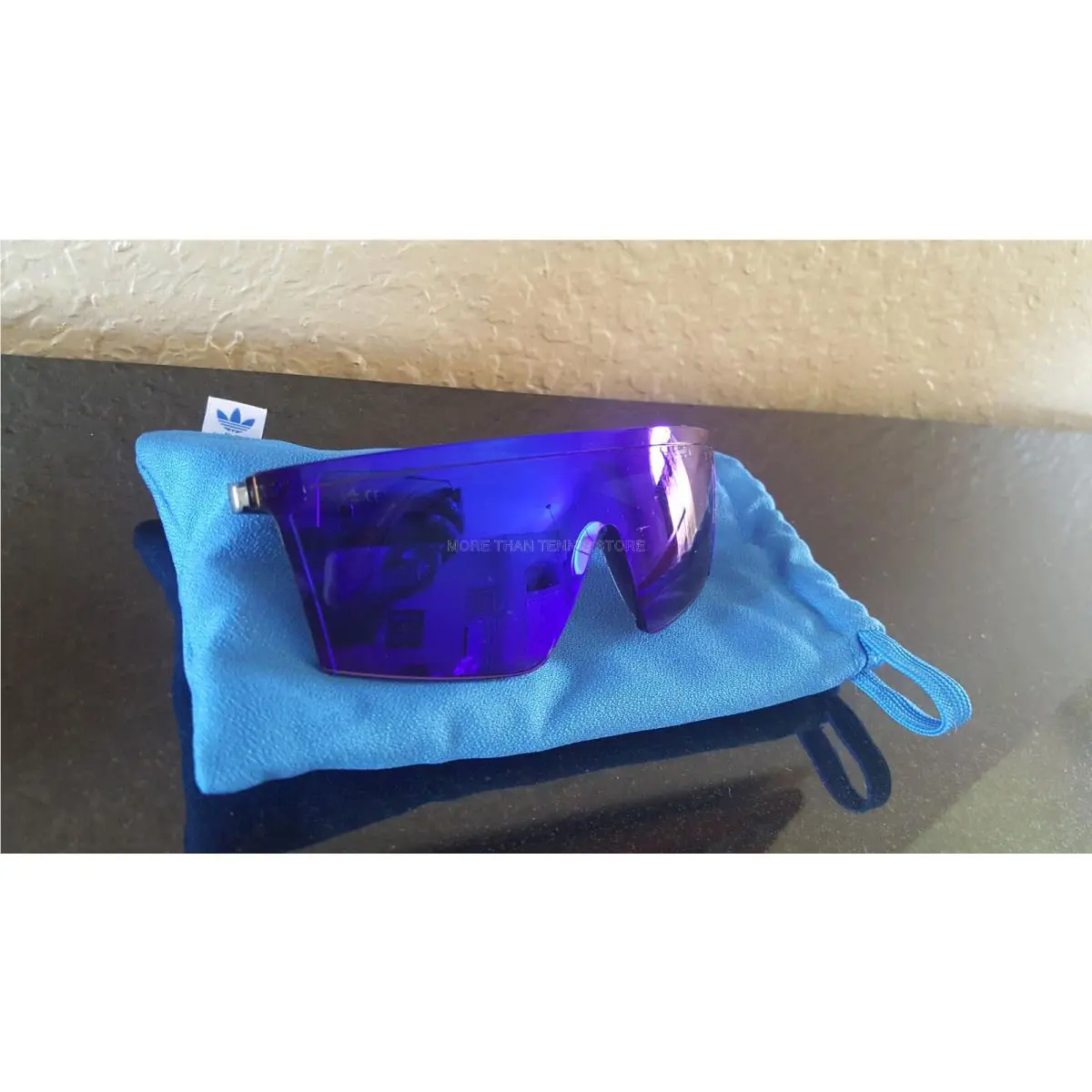 OR0047 92X Black Plastic Frame Blue Mirror Sunglasses by Adidas