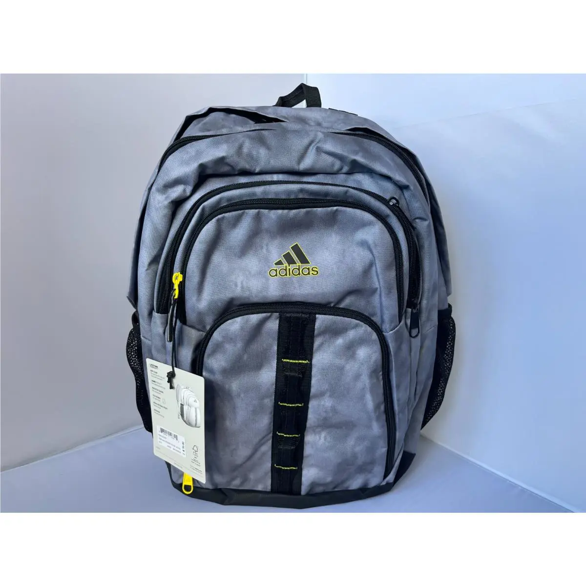 Adidas Prime 6 Laptop Backpack Stone Wash Gray Impact Yellow