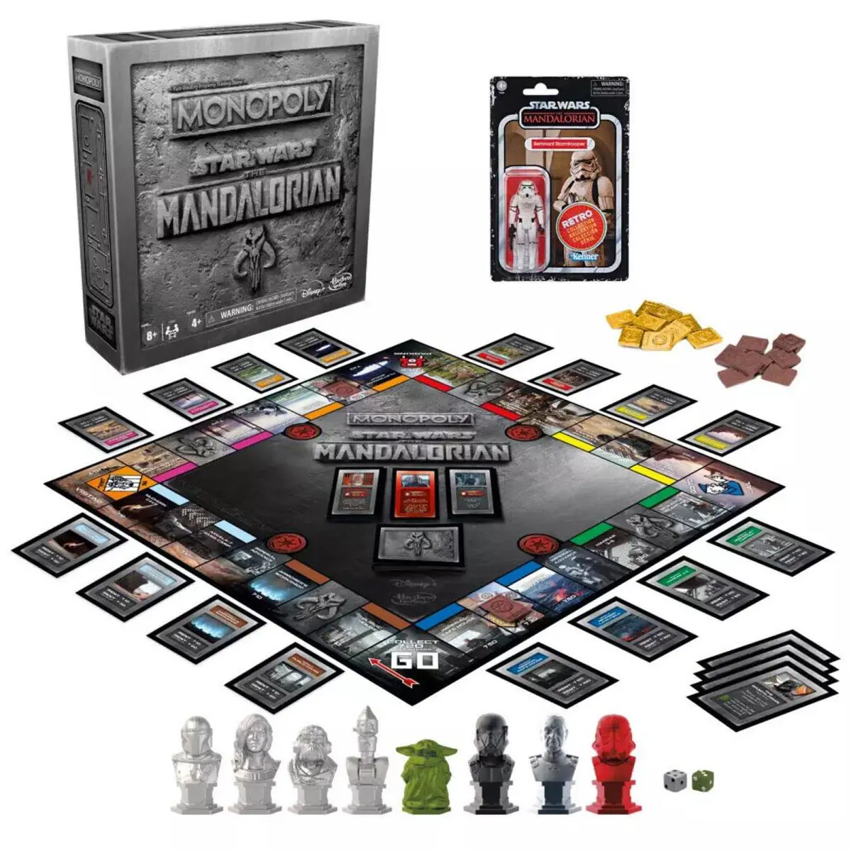Star Wars Monopoly Board Game - The Mandalorian Theme with Retro Figure