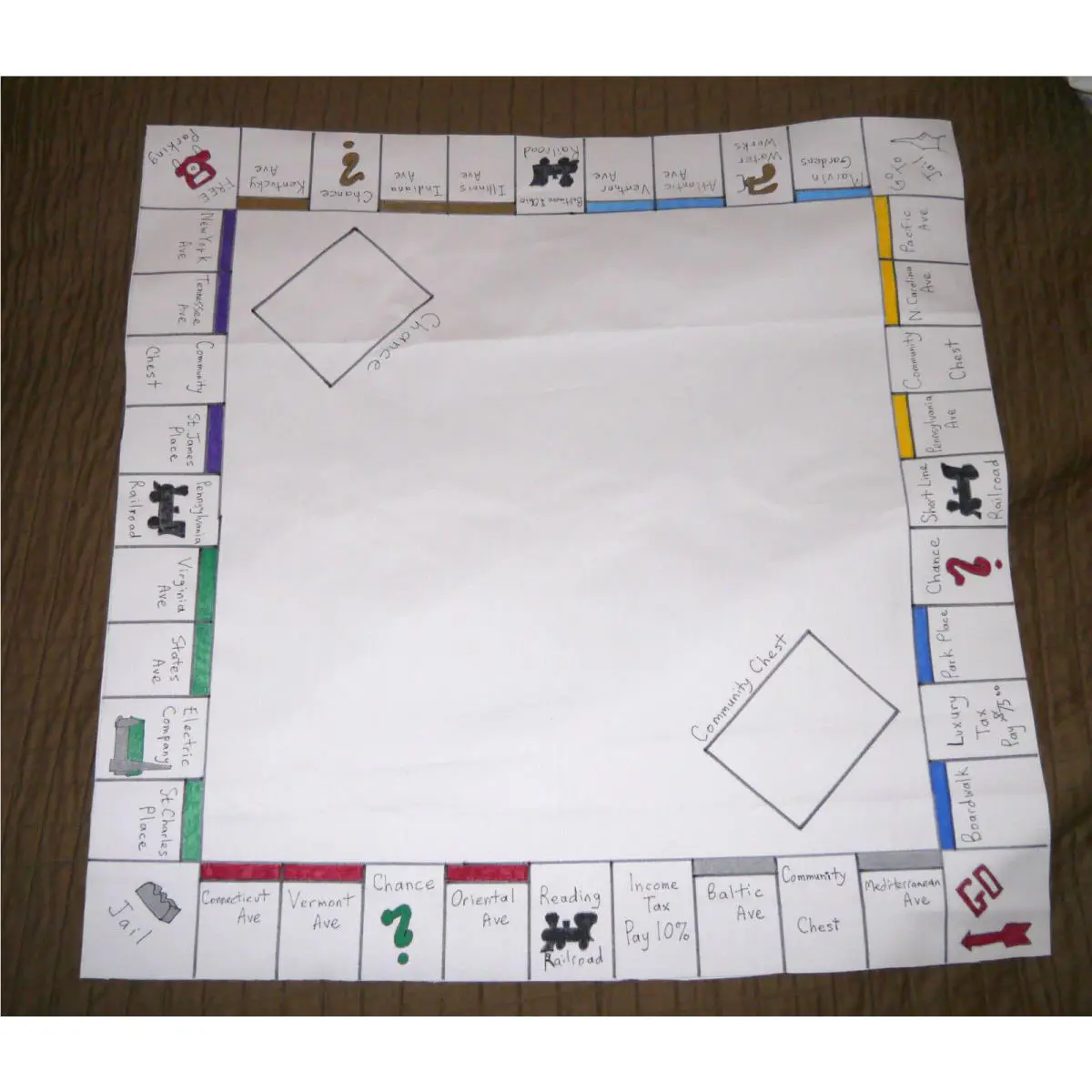 Darrow Oilcloth 1933 Style Reproduction Monopoly Game Board