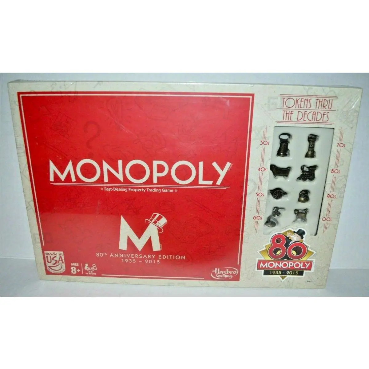 Monopoly 80th Anniversary Edition Family Board Game Tokens From 1935 to 2015