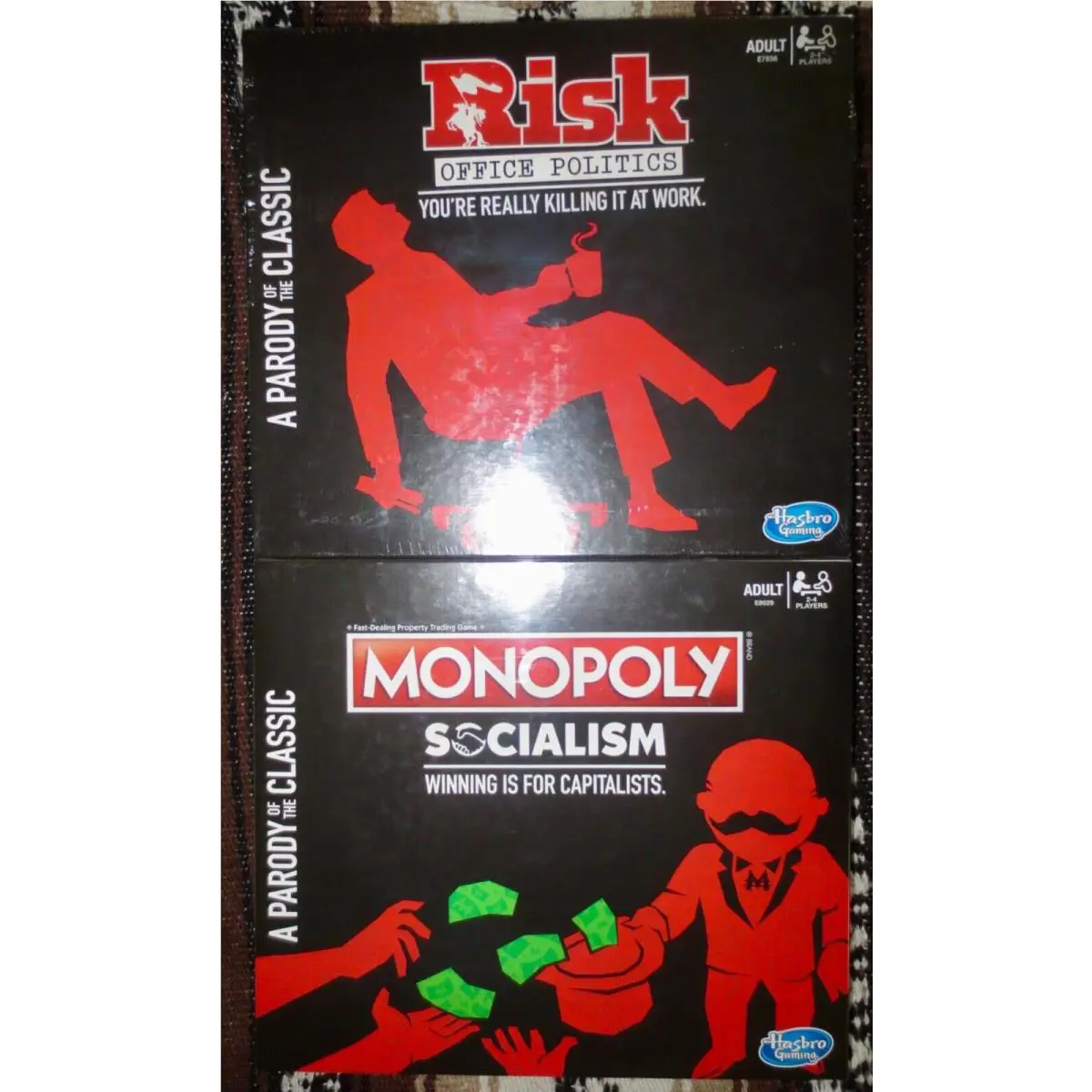 Monopoly Socialism 2019 with Risk Office Politics 2018 Hasbro Free Ups Shipping