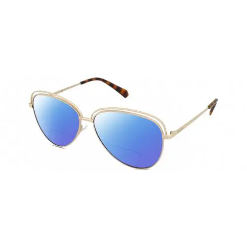 4103/S Womens Polarized Bifocal Sunglasses in Gold Tortoise Havana 58mm Blue Mirror by Polaroid