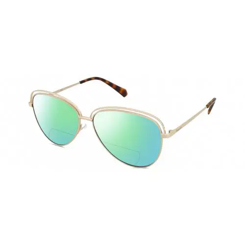 4103/S Womens Polarized Bifocal Sunglasses in Gold Tortoise Havana 58mm Green Mirror by Polaroid