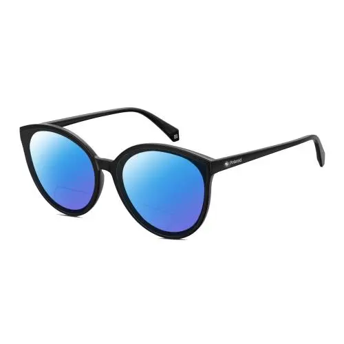 4082/F/S Cat Eye Polarized Bifocal Sunglass Black Gemstone Accents 62mm Blue Mirror by Polaroid