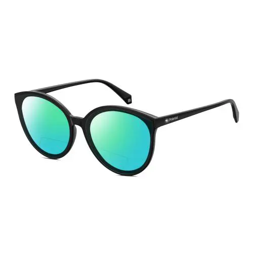 4082/F/S Cat Eye Polarized Bifocal Sunglass Black Gemstone Accents 62mm Green Mirror by Polaroid