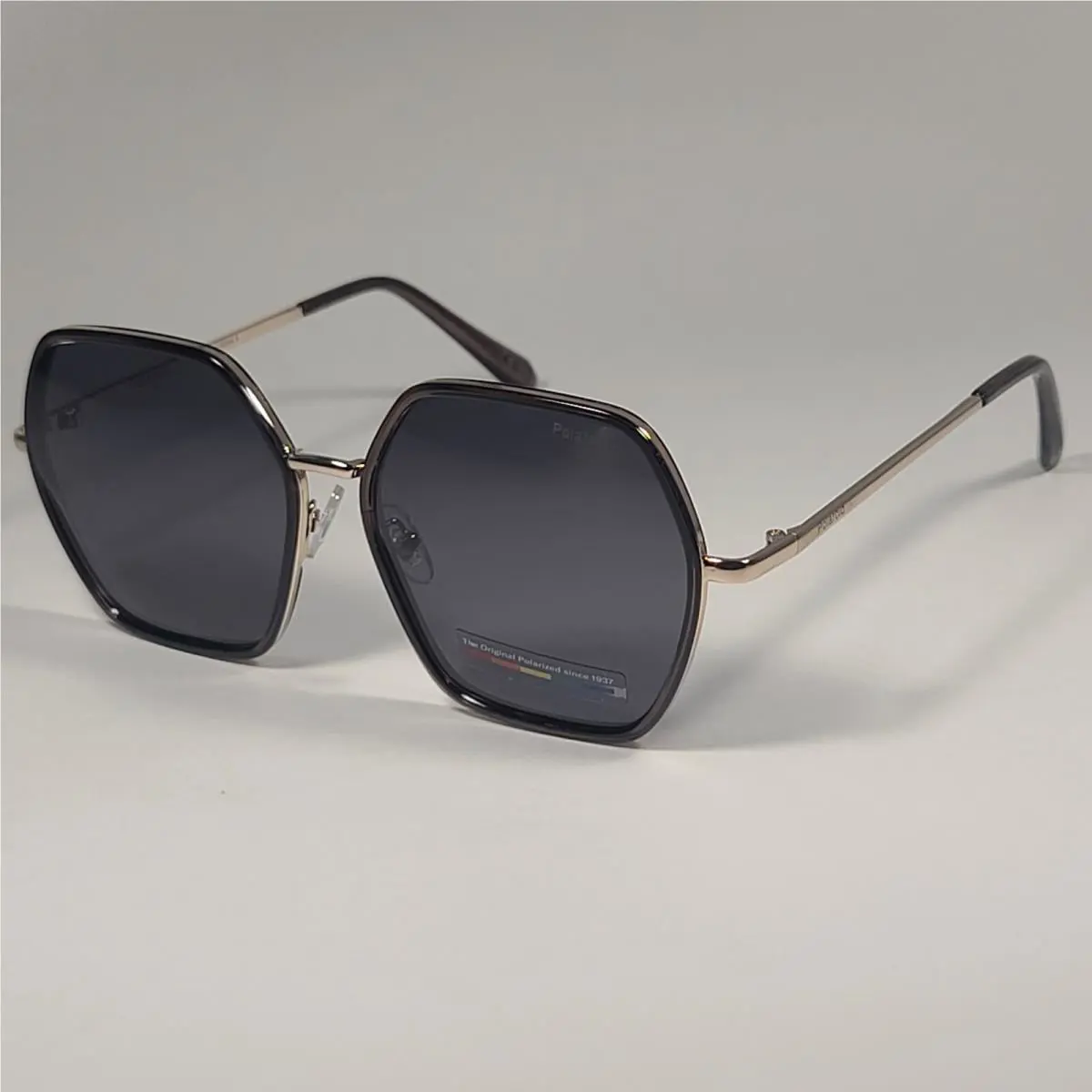 Polaroid Polarized Hexagon Sunglasses Black Gold Gray Frame / Gray Lens Pol 04