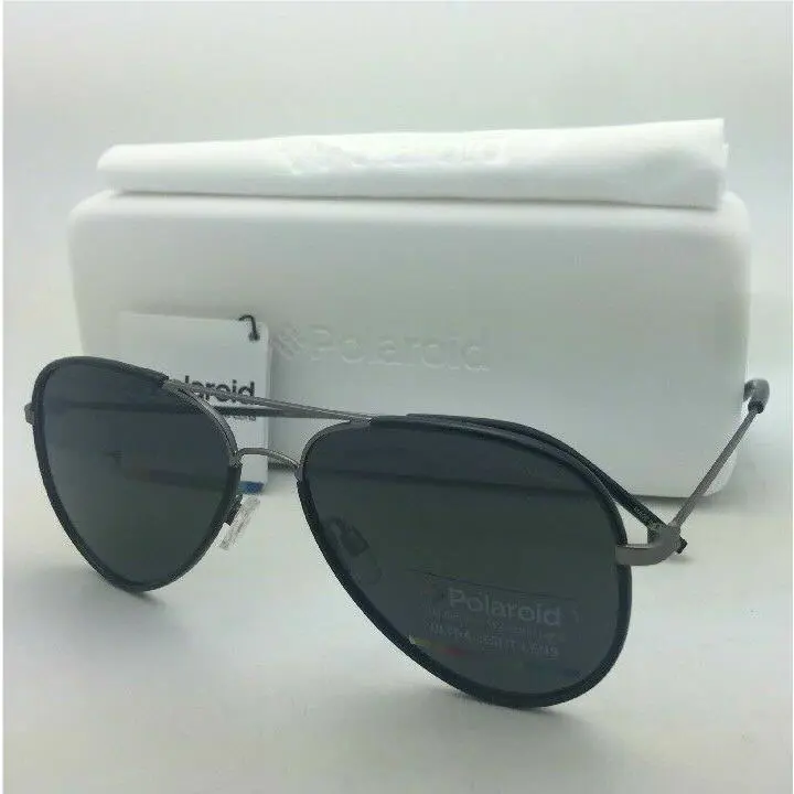 Polaroid Sunglasses Pld 1020/S R80 Y2 56-15 Black Ruthenium Aviator w/ Grey
