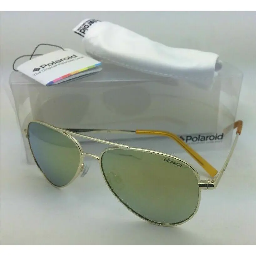 Kids Polaroid Sunglasses Pld 8015/N J5G LM 52-12 Gold Aviator w/ Gold Mirror