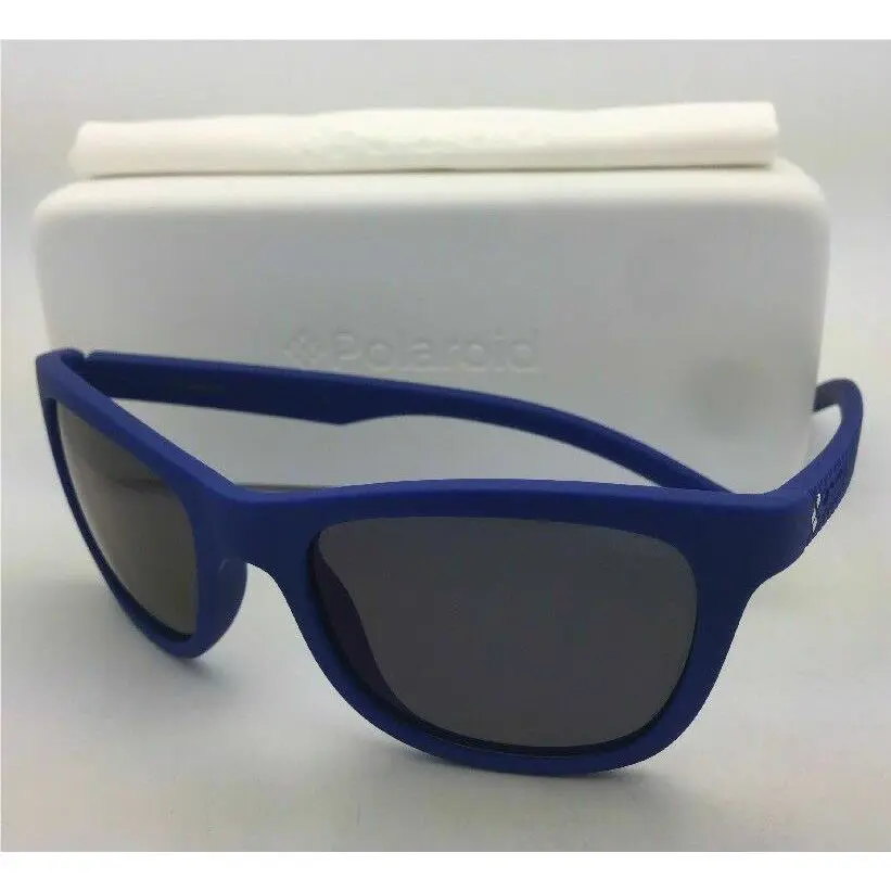 Polaroid Sunglasses Pld 7008/N 15O JY 54-20 Blue Rubberized w/ Blue Mirror Lens