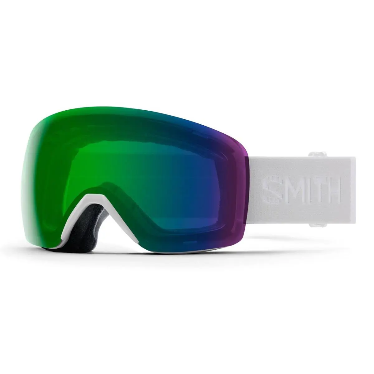 Smith Skyline Snow Goggles White Vapor Frame Everyday Green Mirror Lens - Green, White