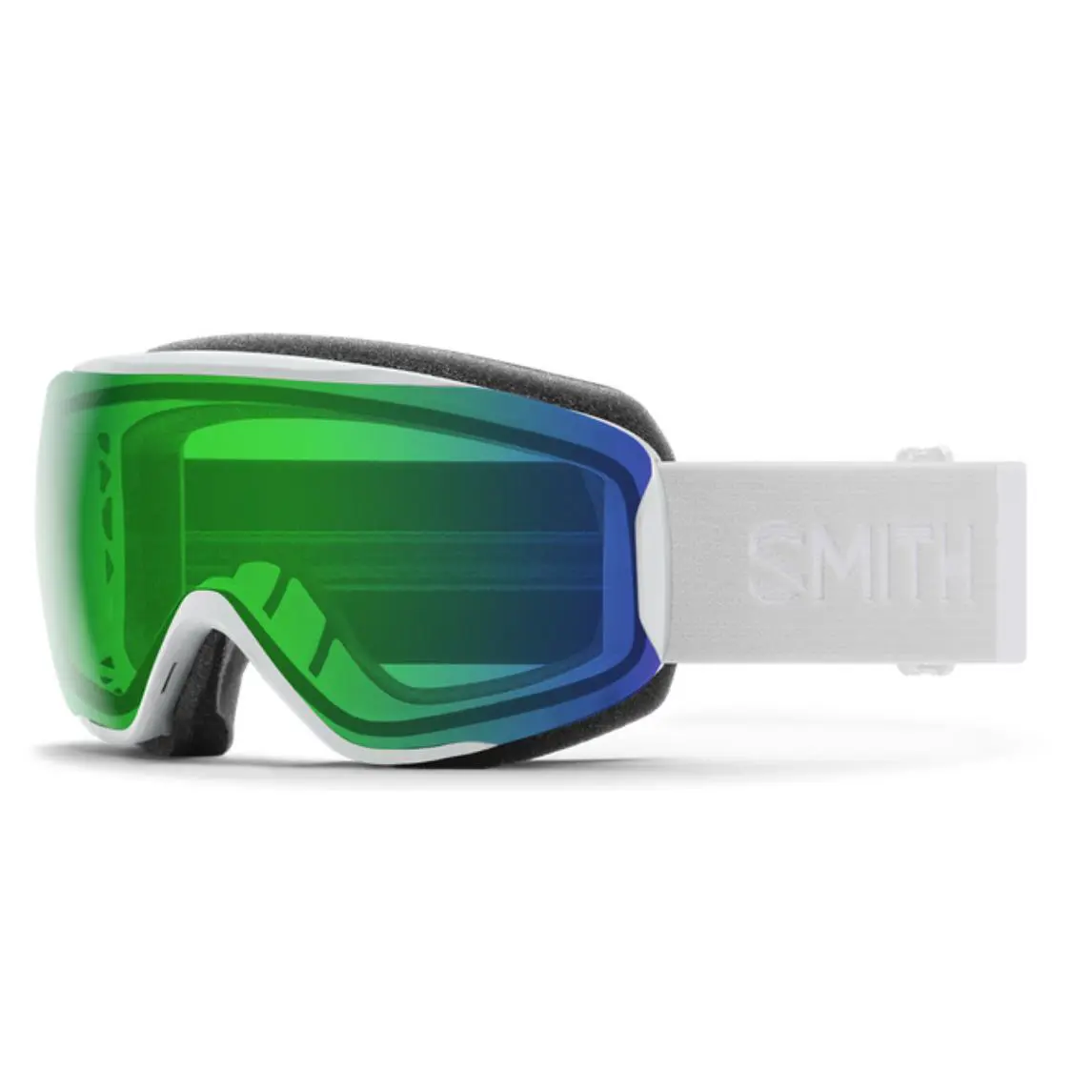 Smith Moment Women`s Small Fit Ski Goggles w/ Bag White Frame/green Lens - Green, White