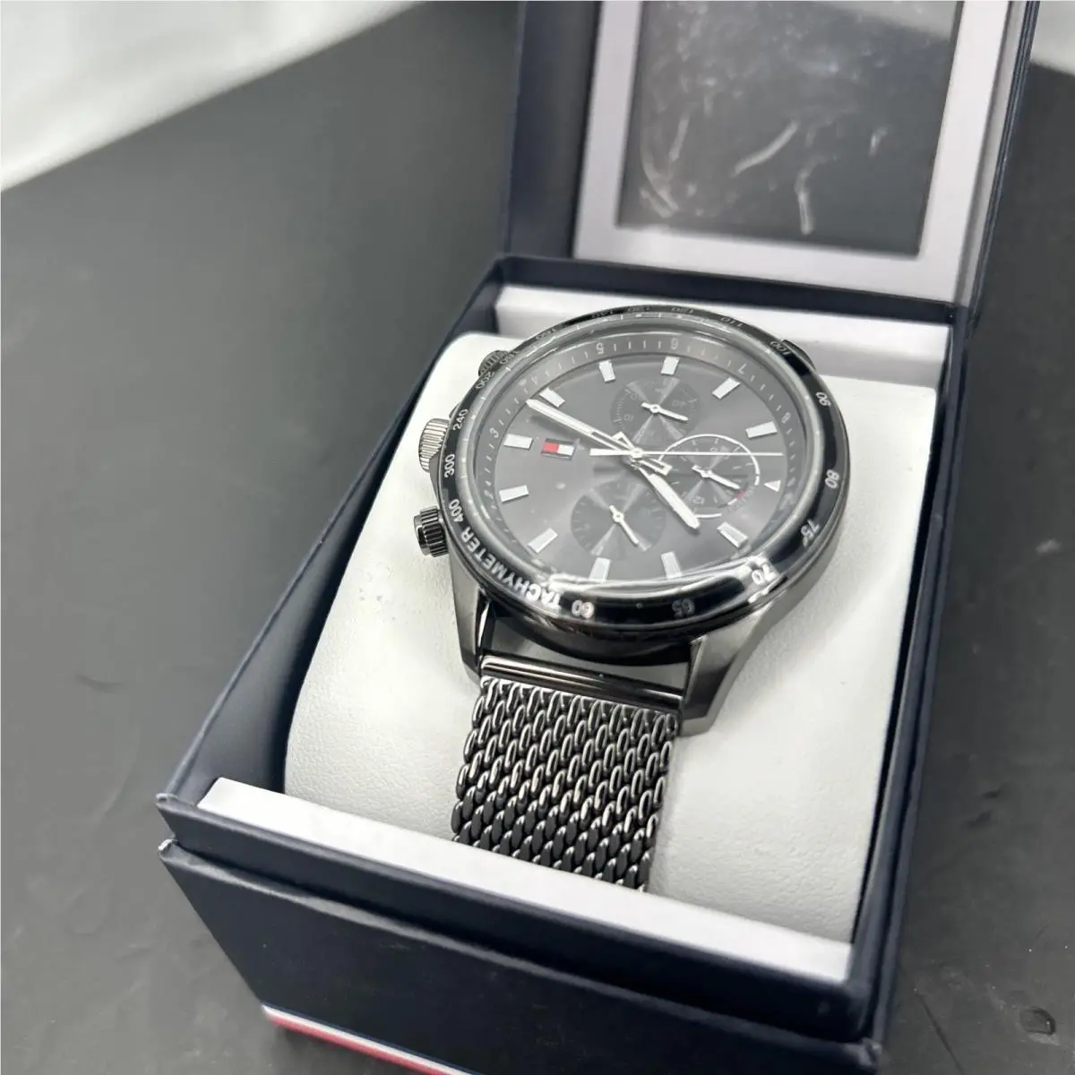 Mens Wristwatch  1792019 Multifunction Steel Mesh Black by Tommy Hilfiger