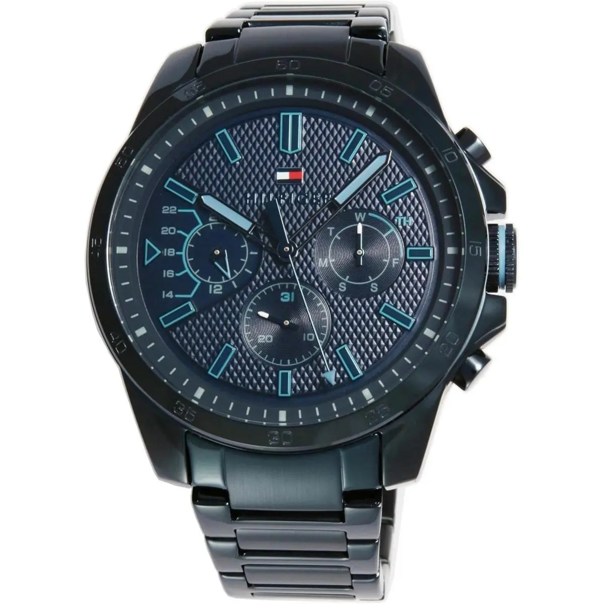 Tommy Hilfiger 1791560 Men`s Blue Multifunction Analog Watch Steel Bracelet