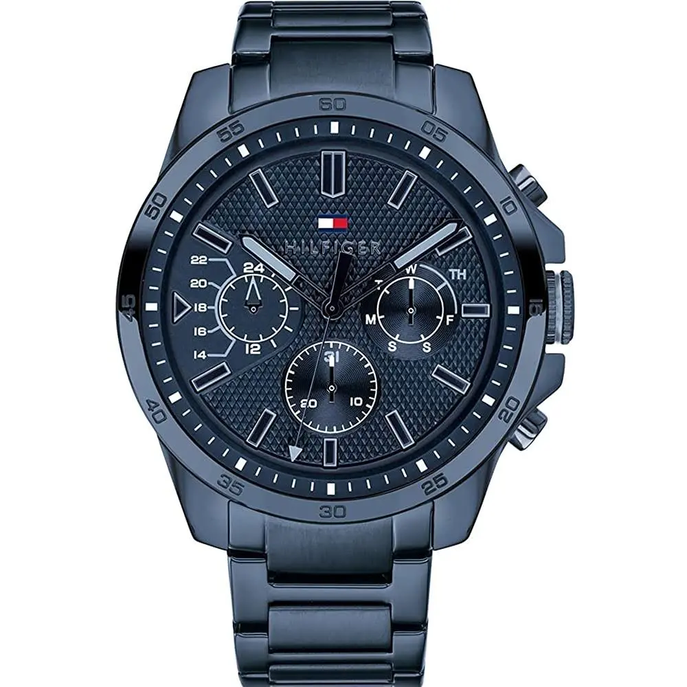 Tommy Hilfiger 1791560 Men`s Decker Multi-function Analog Business Blue Watch