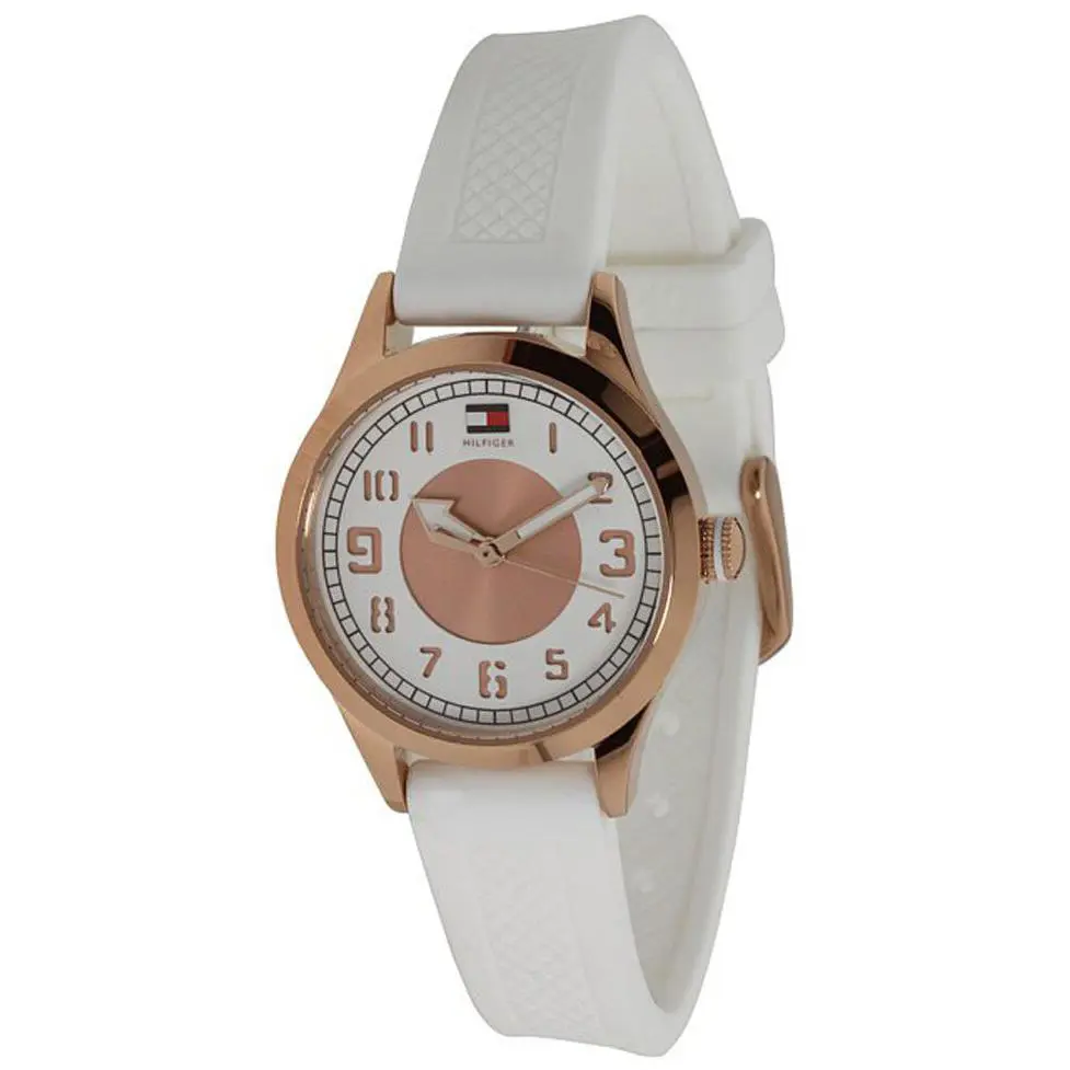 1781114 White Dial Rubber Strap Women`s Watch by Tommy Hilfiger