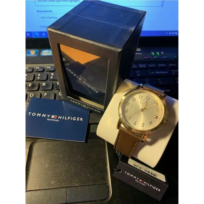 Tommy Hilfiger Men`s Brown Leather Strap Watch 42mm