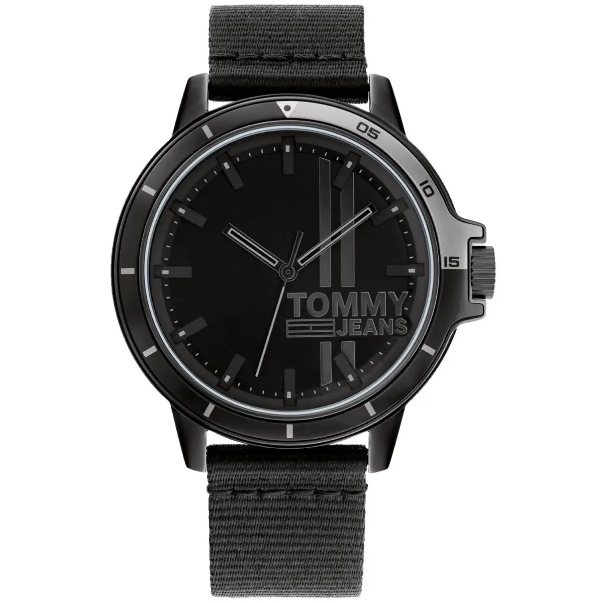 Tommy Hilfiger Men`s Analog Watch Tide Quartz Black Dial Nylon Strap 1791923