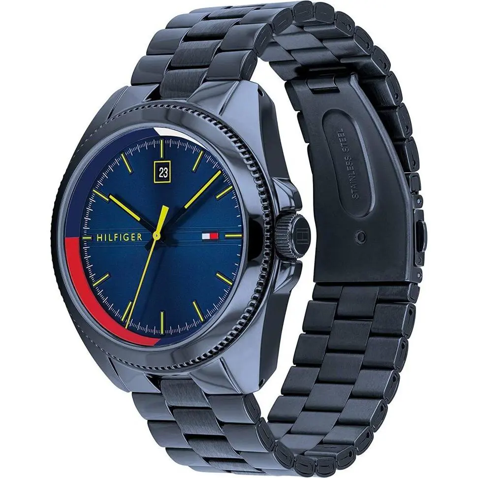 Tommy Hilfiger Men`s Riley Blue Stainless Steel Blue Dial Watch - 1791689 - Dial: Blue, Band: Blue, Bezel: Blue