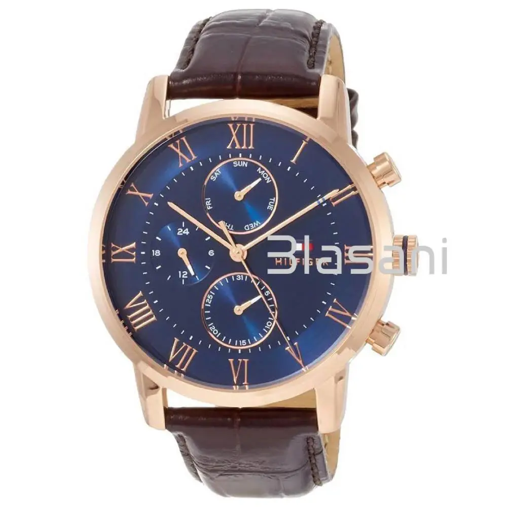 Tommy Hilfiger 1791399 Men`s Brown Leather Watch 44mm - Brown