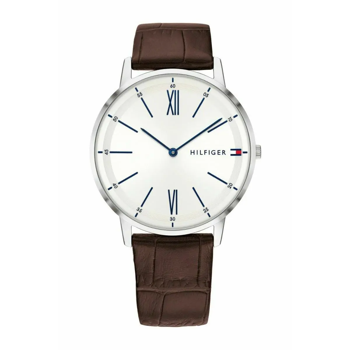 Men`s 1710371 Analog Display Japanese Quartz Brown Silver Watch by Tommy Hilfiger
