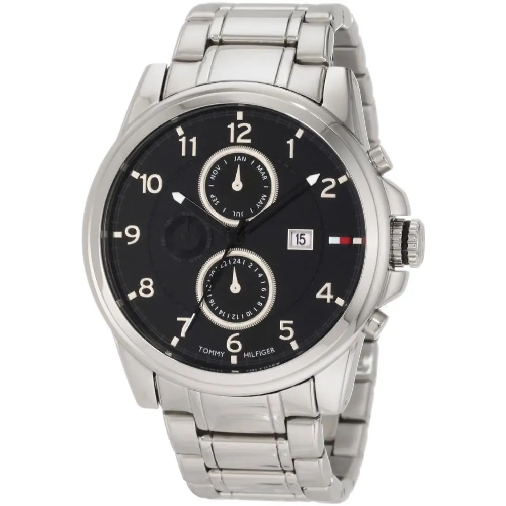 Tommy Hilfiger Men`s 1710296 Classic Stainless Steel Black Sub Dial Watch