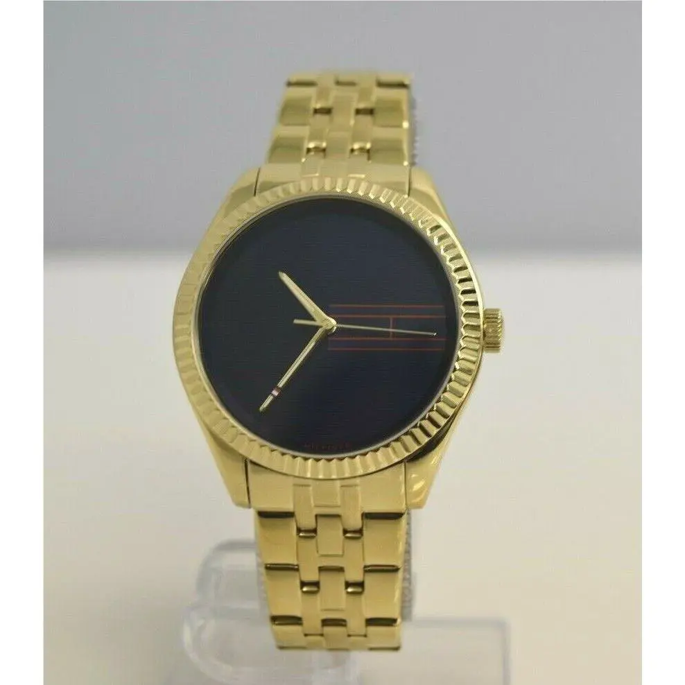 Tommy Hilfiger Women`s Yellow Gold Tone SS Blue Dial 1782081 Watch
