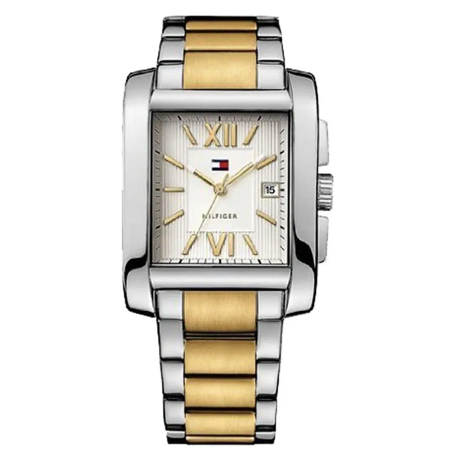 Tommy Hilfiger Two-tone Bracelet Men`s Roman Numeral White Dial Watch 1710316
