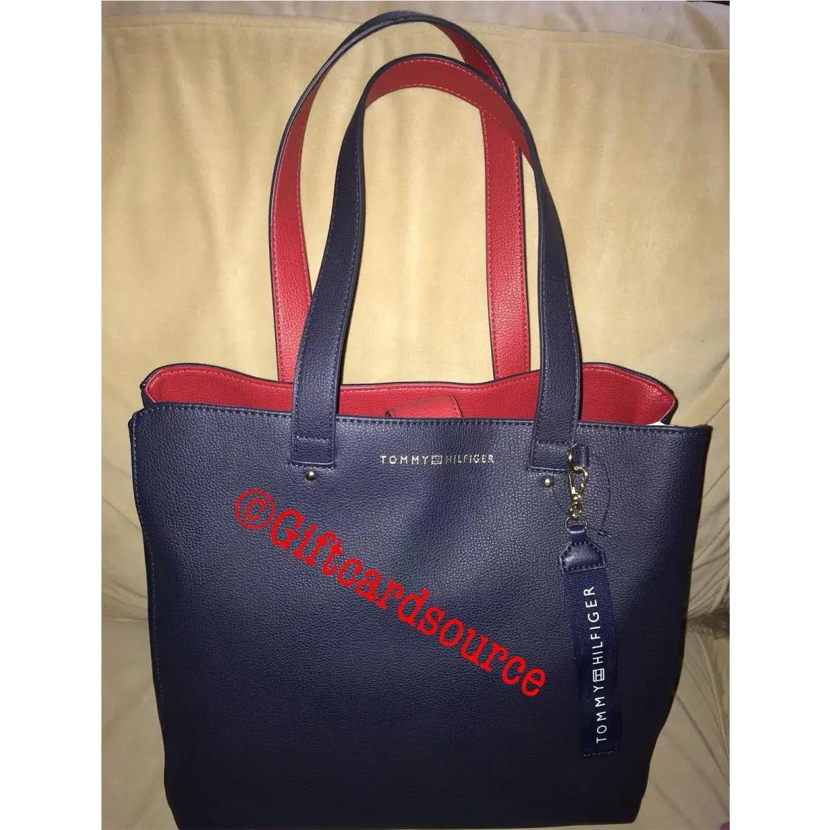 Navy Blue Red White Tote Bag Purse by Tommy Hilfiger