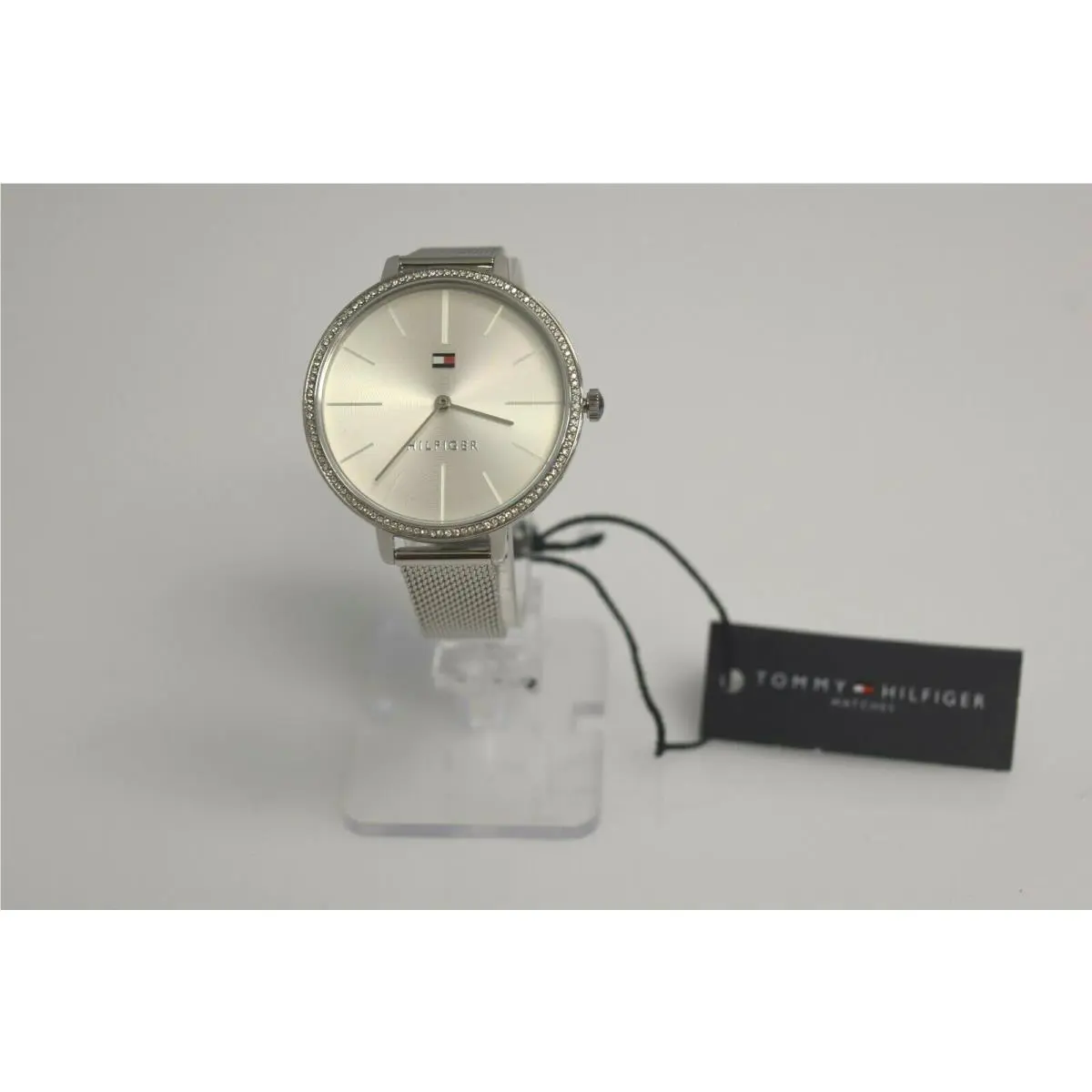 Tommy Hilfiger Women`s Silver Mesh SS Gold Dial Crystals 1782113 Watch